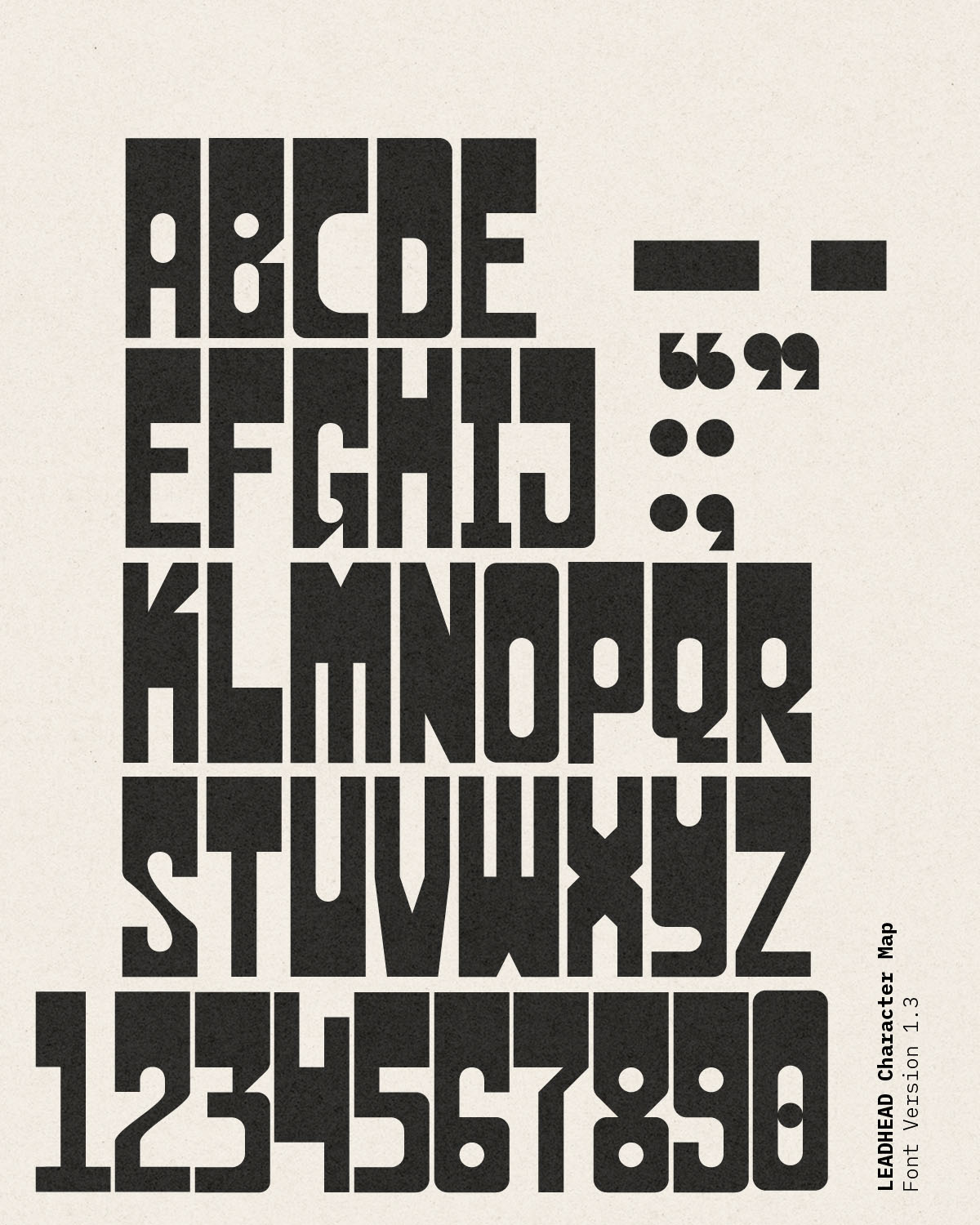 A graphic displaying the letters A-Z and numbers 1-9, as well as some punctuation marks